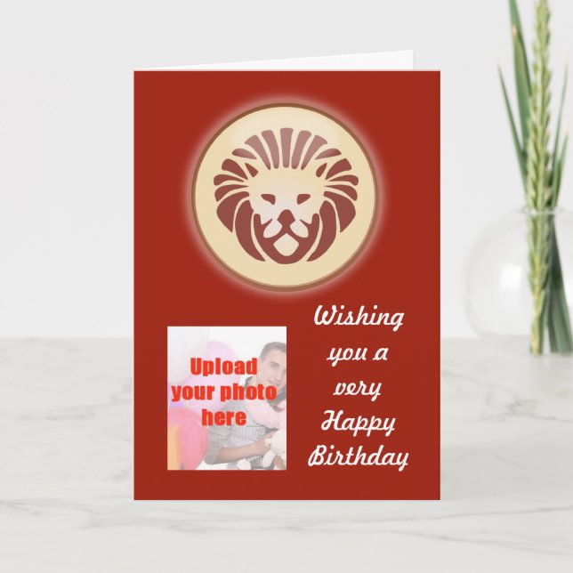 Leo July August Birthday with zodiac sign lion Card (Front)