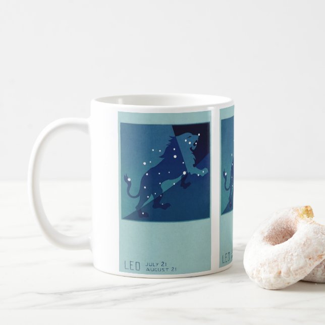 Leo Lion Constellation Vintage Zodiac Astrology Coffee Mug (With Donut)