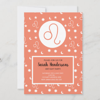 Leo Lion fire zodiac sign invitation template
