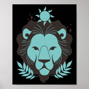 Leo Lion Halloween Zodiac Horoscope Astrology  Poster