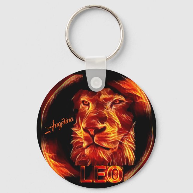 Leo Lion Personalised Key Ring (Front)