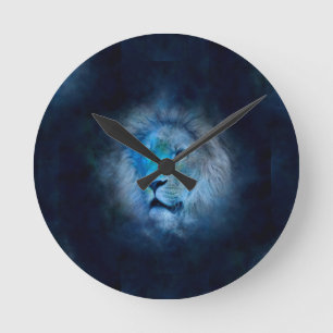 leo lion round clock