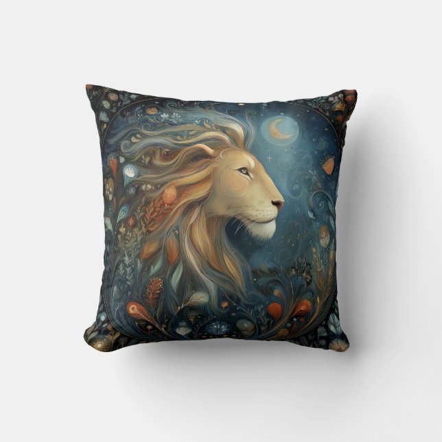 Leo Lion Zodiac Astrology Celestial Birthday Cushion (Front)