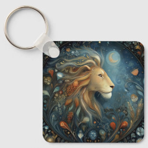Leo Lion Zodiac Astrology Celestial Birthday Key Ring