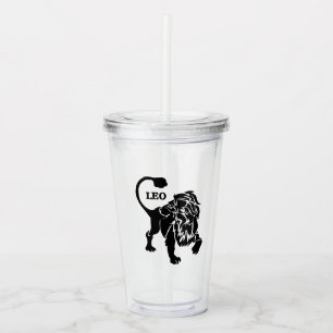Leo Lion Zodiac Black Acrylic Tumbler