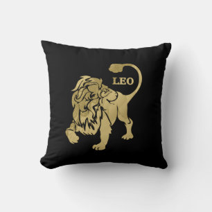 Leo Lion Zodiac Black Cushion