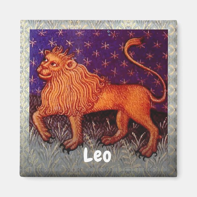 Leo Lion Zodiac Sign Horoscope Birthday Party Magnet (Front)
