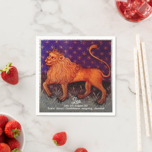 Leo Lion Zodiac Sign Horoscope Birthday Party Napkin