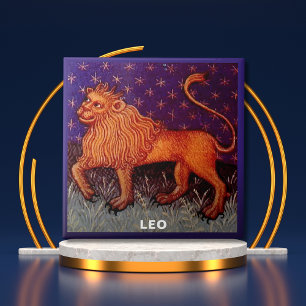 Leo Lion Zodiac Sign Horoscope Birthday Party Tile