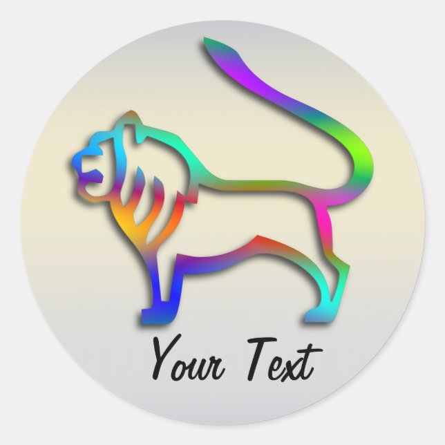 Leo Lion Zodiac Star Sign Rainbow Colour Classic Round Sticker (Front)