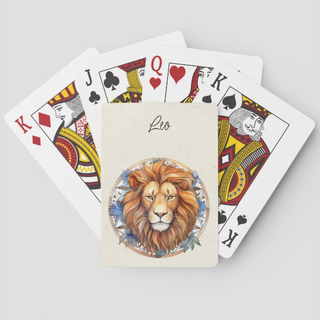 Leo Lion Zodiac Watercolor Playing Cards (Back)