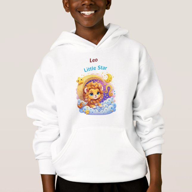 Leo Little Star Zodiac Kids Hoodie Pullover (Front)