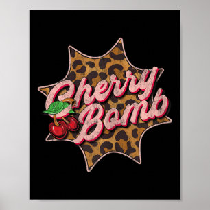 Leo Look Vintage Retro Cherry Bomb Tattoo Rockabil Poster