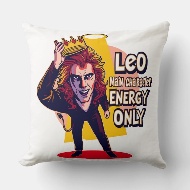 Leo Main Character Energy Only Funny Spotlight Cushion (Front)
