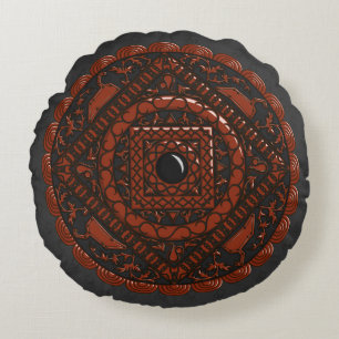 Leo Mandala Round Pillow