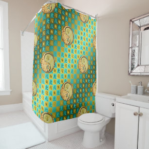 Leo & Metal Dog Shower Curtain