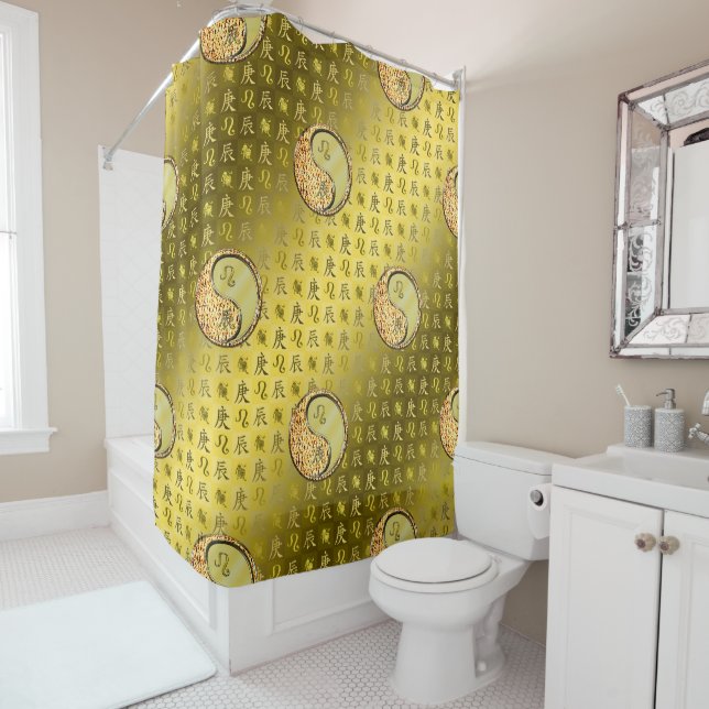 Leo & Metal Dragon Shower Curtain (In Situ)