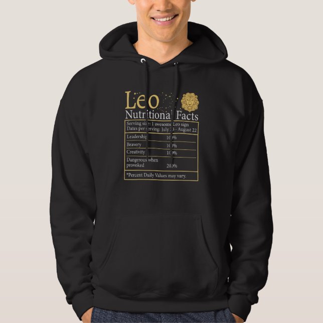 Leo Nutrition Astrology Zodiac Sign Horoscope Wome Hoodie (Front)