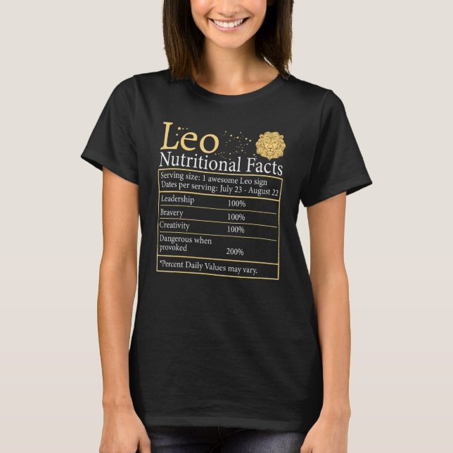 Leo Nutrition Astrology Zodiac Sign Horoscope Wome T-Shirt (Front)
