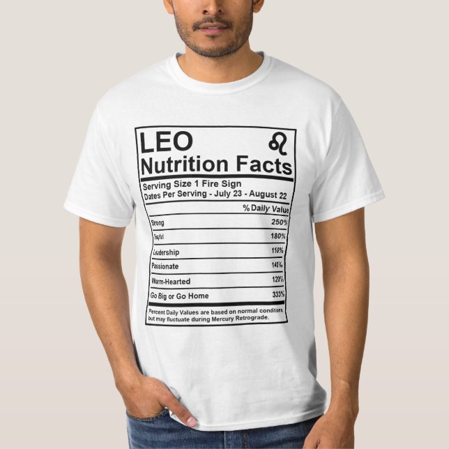 Leo Nutrition Facts - #SaveTheWorldTribe T-Shirt (Front)