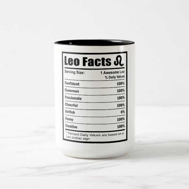 Leo Nutrition Facts    Two-Tone Coffee Mug (Center)