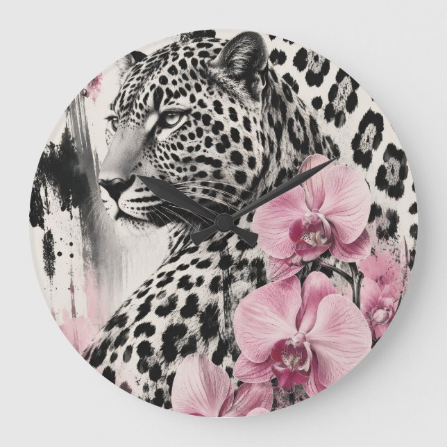 Leo Orchid Love Large Clock (Front)