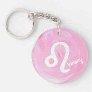 Leo Personalised Watercolor Zodiac Sign Key Ring