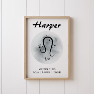 Leo Personalised Zodiac Custom Poster