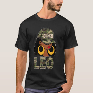 Leo Queen Black Woman Cap Hat Camo Afro Girl Zodia T-Shirt