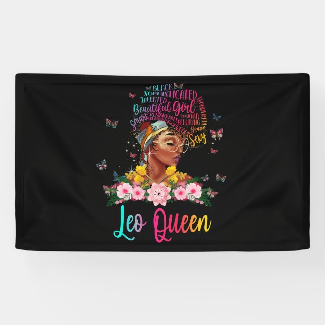 Leo Queen Black Women Persistent Beautiful Banner (Horizontal)