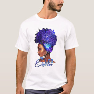 Leo Queen Curly Hair Black Girl Magic Zodiac Queen T-Shirt