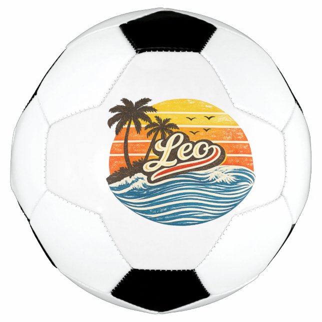 Leo Retro Sunset Name Design Football (Front)