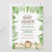 Leo Safari Baby Shower Jungle Theme Invitation