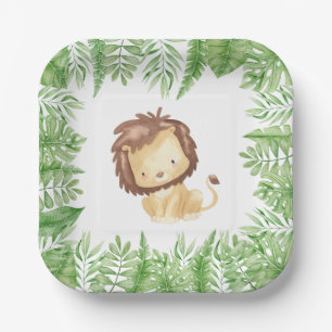 Leo Safari Baby Shower Paper Plates