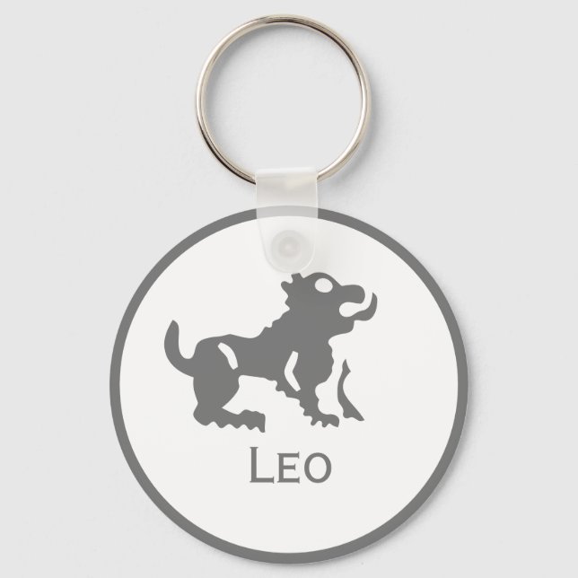 Leo Sign of the Zodiac Design Key Ring (Front)