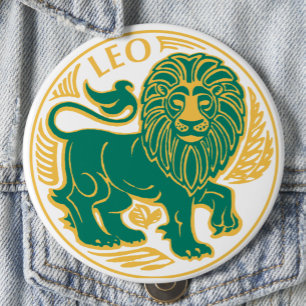 Leo Sign of the Zodiac on a 10 Cm Round Badge