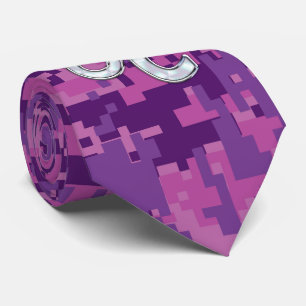 Leo Sign on Girly Pink Fuchsia Digital Camo Tie