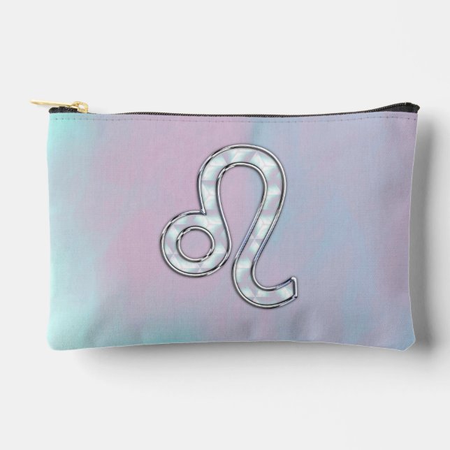 Leo Sign on Pastels Nacre Mother of Pearl Style Accessory Pouch (Front)