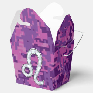 Leo Sign on Pink Fuchsia Digital Camouflage Favour Box