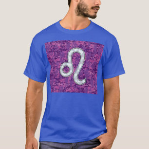 Leo Sign on Pink Fuchsia Digital Camouflage T-Shirt