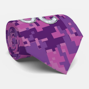 Leo Sign on Pink Fuchsia Digital Camouflage Tie