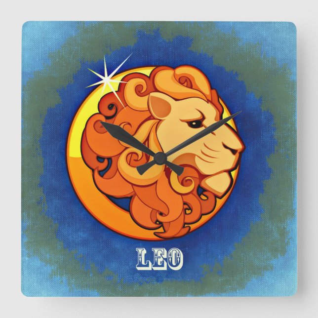 Leo Square Wall Clock (Front)