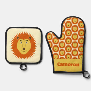 Leo Star Sign Lion Birthday Custom Oven Mitt & Pot Holder Set