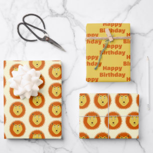Leo Star Sign Lion Birthday Custom Wrapping Paper Sheet