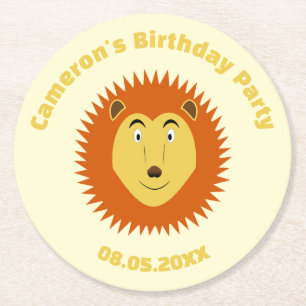 Leo Star Sign Lion Birthday Party Round Paper Coaster