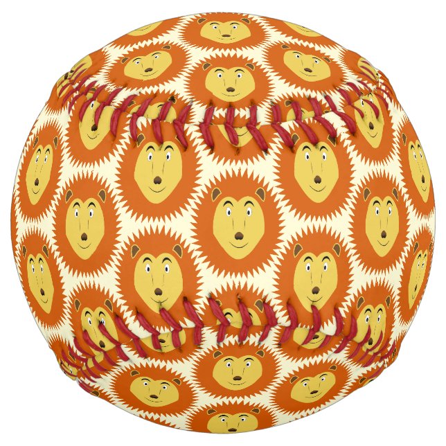 Leo Star Sign Lion Birthday Patterned Softball (Front)