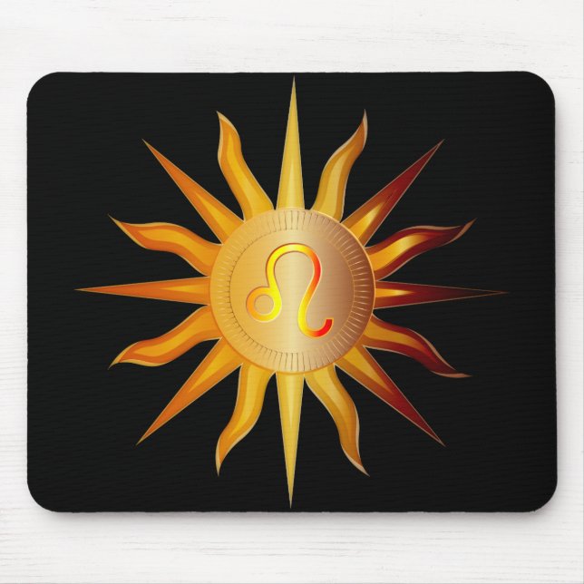 Leo Sun Fire Sign Birth Month Black Red & Gold Mouse Mat (Front)