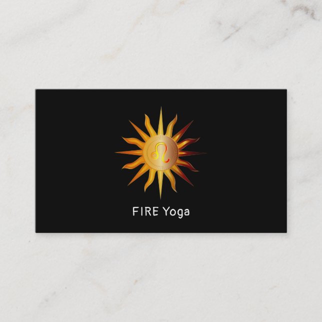 Leo Sun Fire Sign Birth Month Red & Gold Firey Business Card (Front)