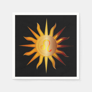 Leo Sun Fire Sign Birth Month Red & Gold Napkin