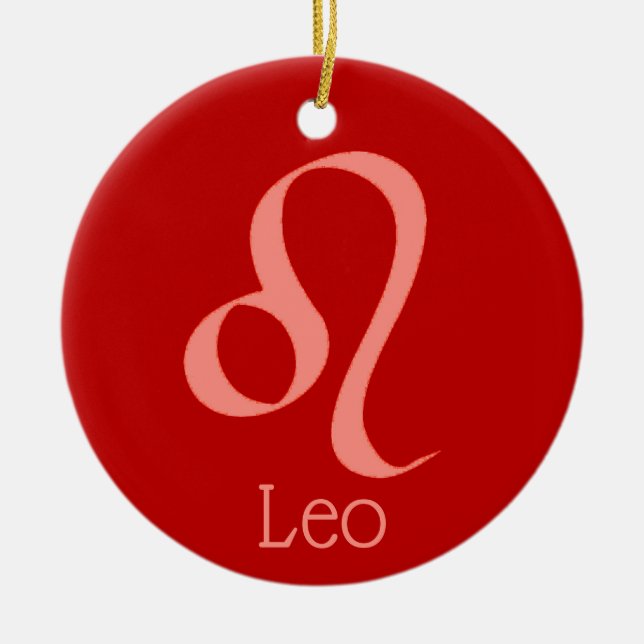 Leo Sun Sign Zodiac Symbol  Ceramic Tree Decoration (Front)